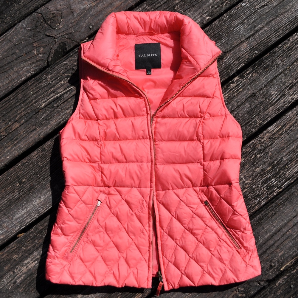 Talbots- Quilted Pink Puffer Vest- Size Small